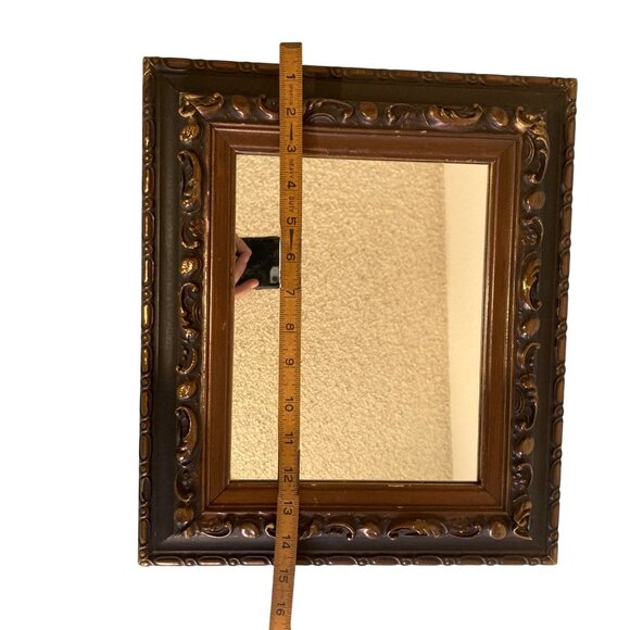 Vintage Turner Wall Accessory Ornate Wood Mirror Mirror With Bronze Accents - Picture 4 of 5